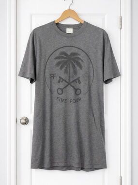 Five Four Charcoal Gray Palm & Keys Graphic Tee Sz XXXL